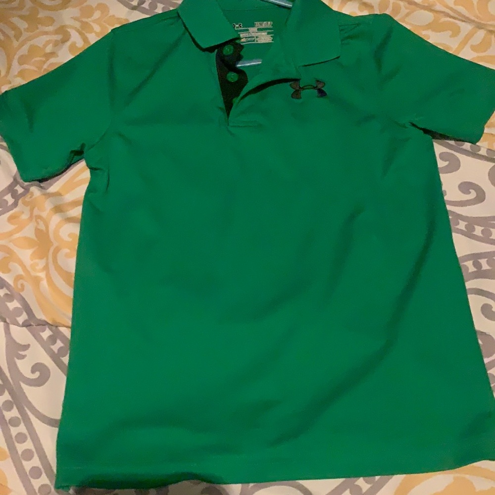 Under armour youth small grass green colored polo